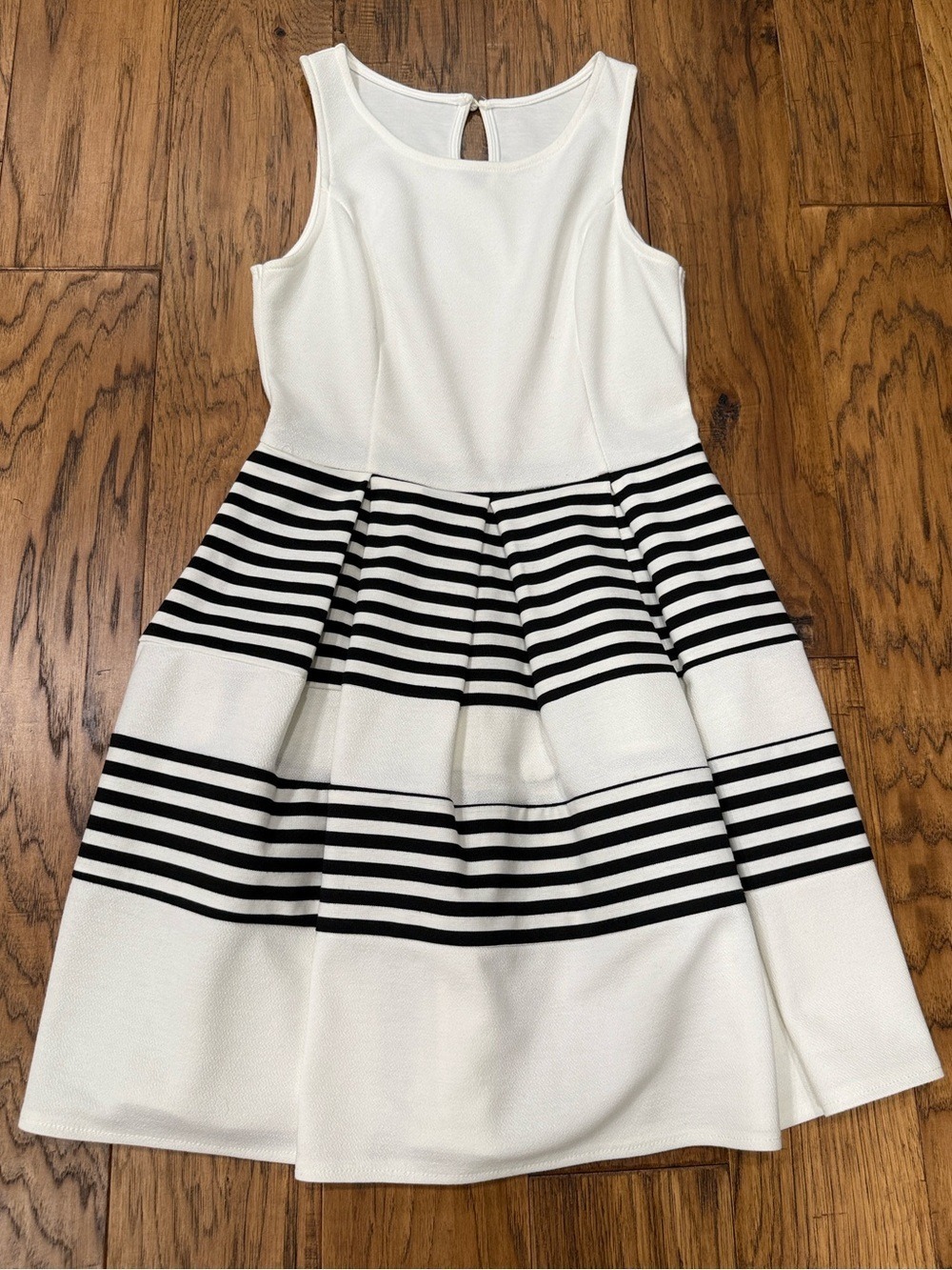 Francesca’s Collection Blue Rain Dress White & Black Striped Fit & Flare Small